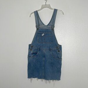 80’s Vintage Guess Jeans Denim Bib Skirt Overalls Frayed Hem Size 4